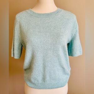 H&M Premium Selection Heather Aqua Short Sleeve Sweater